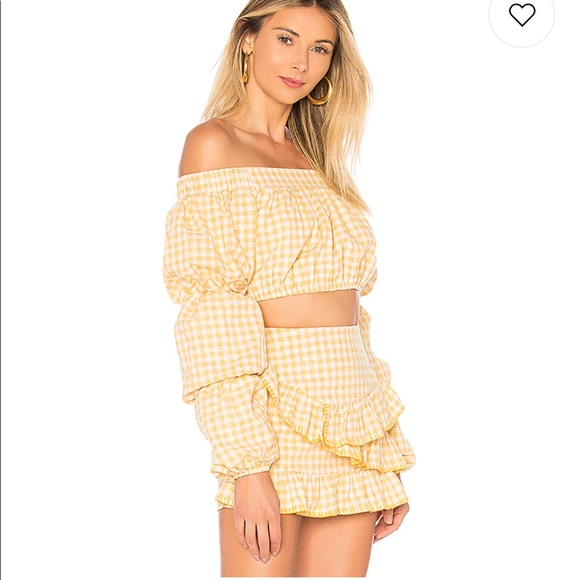 Revolve Yellow Gingham Elaine Set by TulaRosa - Picture 7 of 8